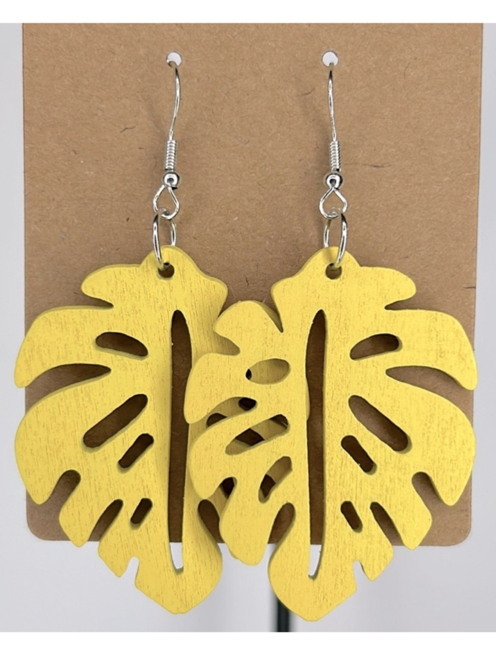 Vibrant Hollow Leaf Wooden Design Dangle Earrings Bohemian Chic Fashion Jewelry
